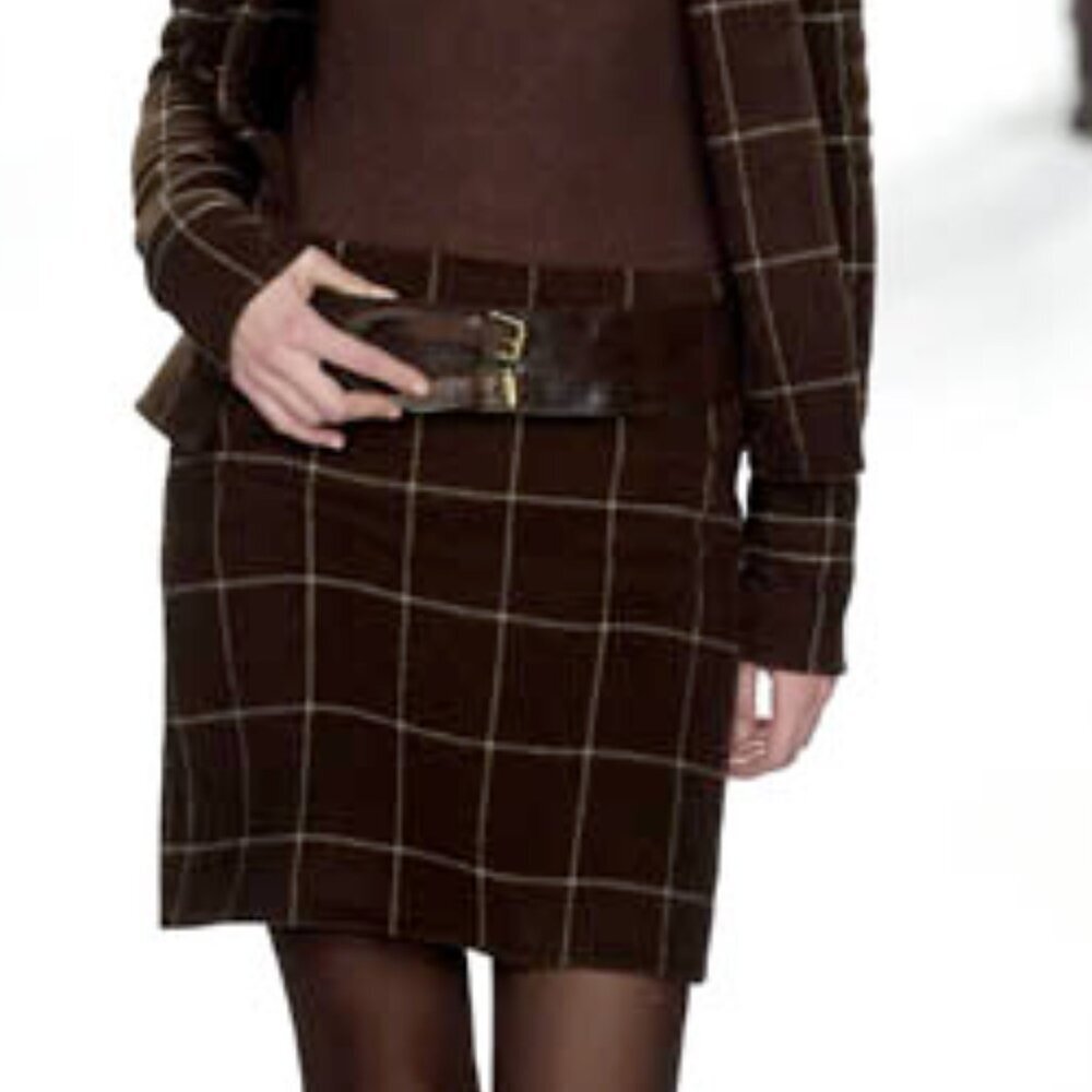 Vintage Ralph Lauren Purple Label Wool Cashmere Mini Skirt FW Runway 2001 Size 2